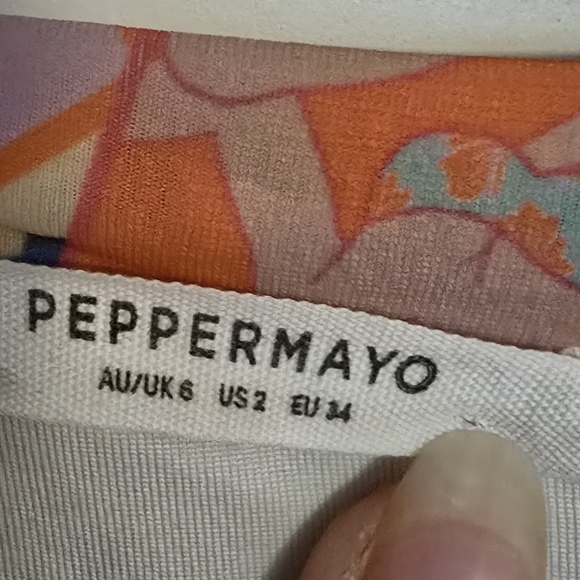 Peppermayo Brazil Print Bright Blue and Orange Bodycon Summer Maxi Dress Size 2 - Picture 2 of 10